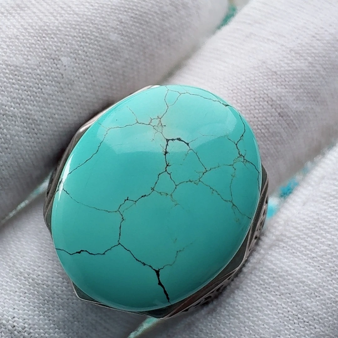 绿松石银S925镶嵌戒指