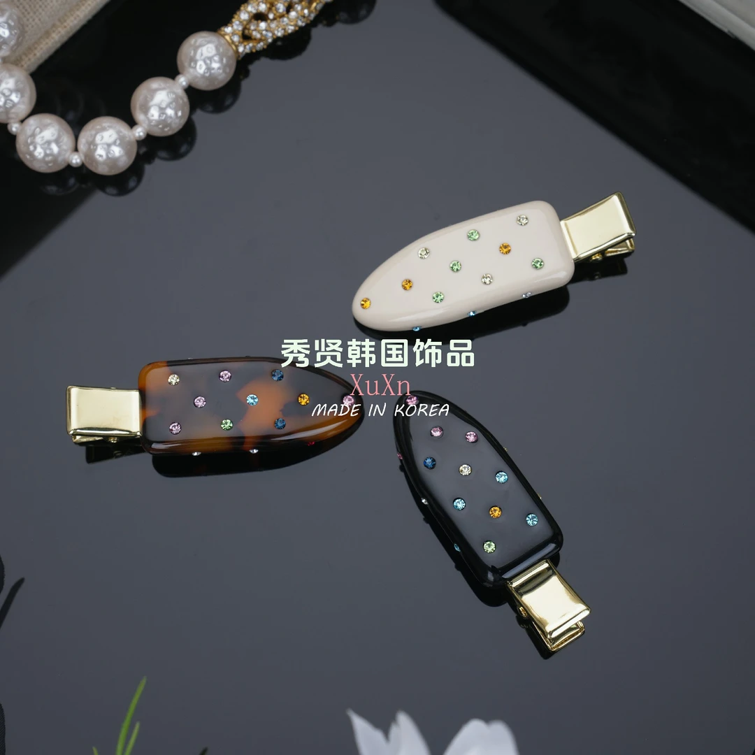 韩国醋酸满钻5.5CM鸭嘴夹时尚创意简约个性无痕刘海小夹子韩版ins