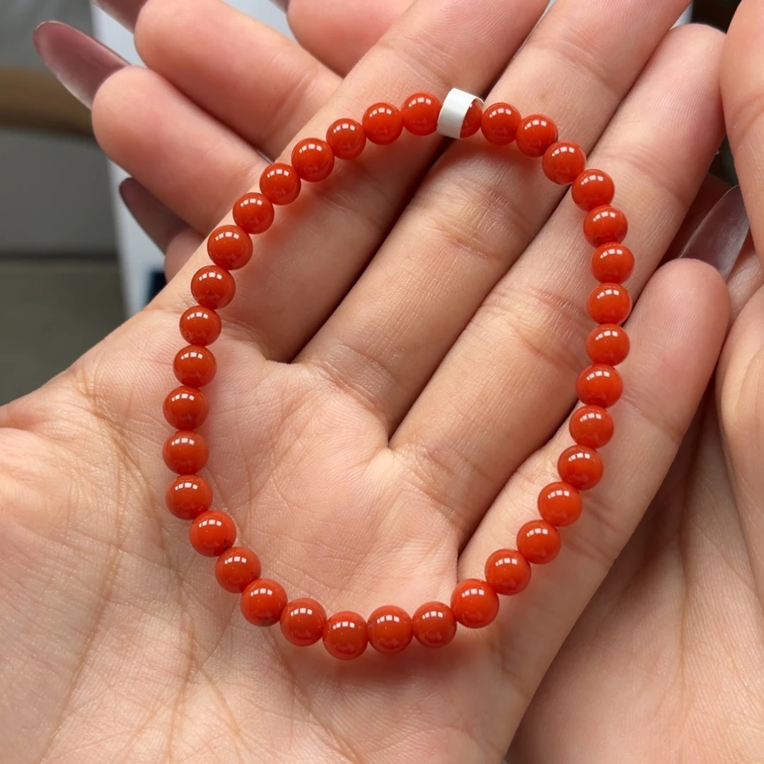 南红玛瑙未镶嵌手串原矿保山南红啊东寨柿子红手串卡5+