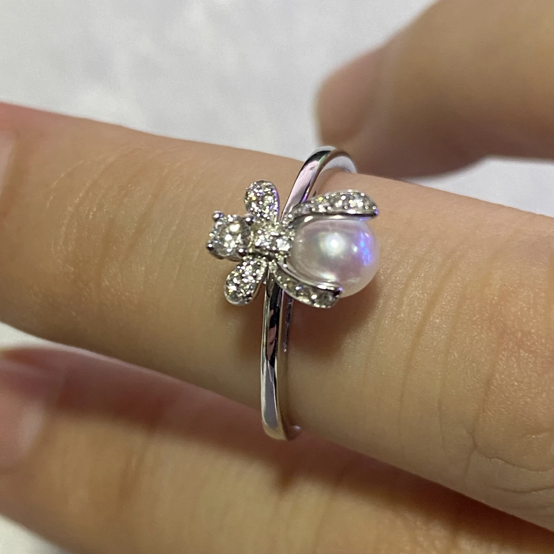 AKOYA海水珍珠戒指925银5-5.5mm