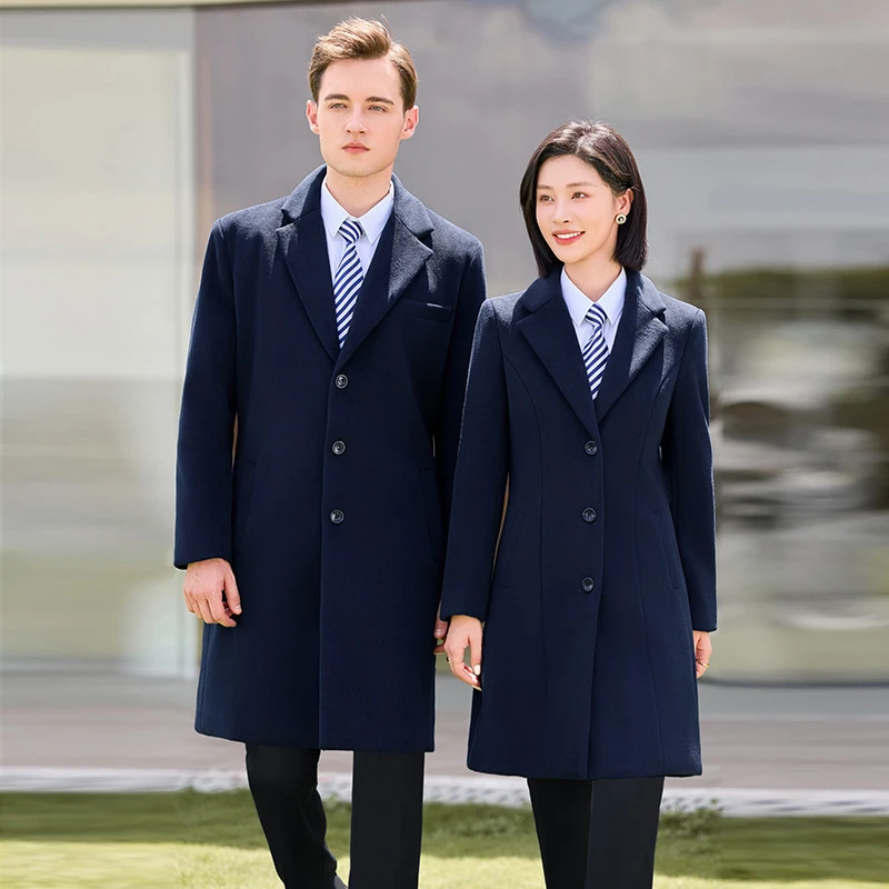 毛呢西装款大衣物业客服经理工作服职业套装男女秋冬正装工装外套