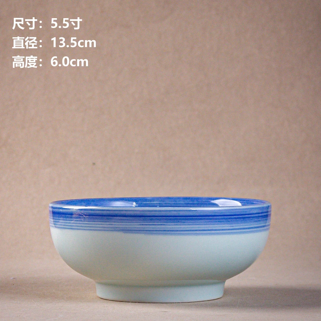 5.5寸罗汉碗青墨JW1景德镇高温釉下彩手工手绘中式家用餐具