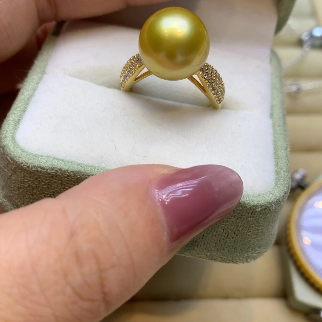 银S925镶嵌戒指海水珍珠