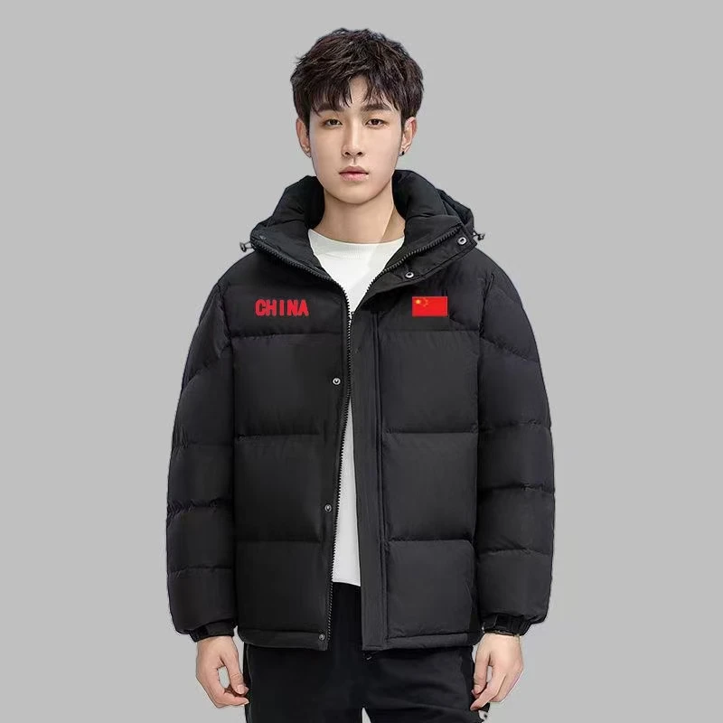 （情侣同款）国家队国旗款羽绒服加厚保暖白鸭绒连帽外套