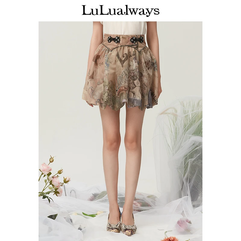 LULUALWAYS春季法式印花半裙LNA4028