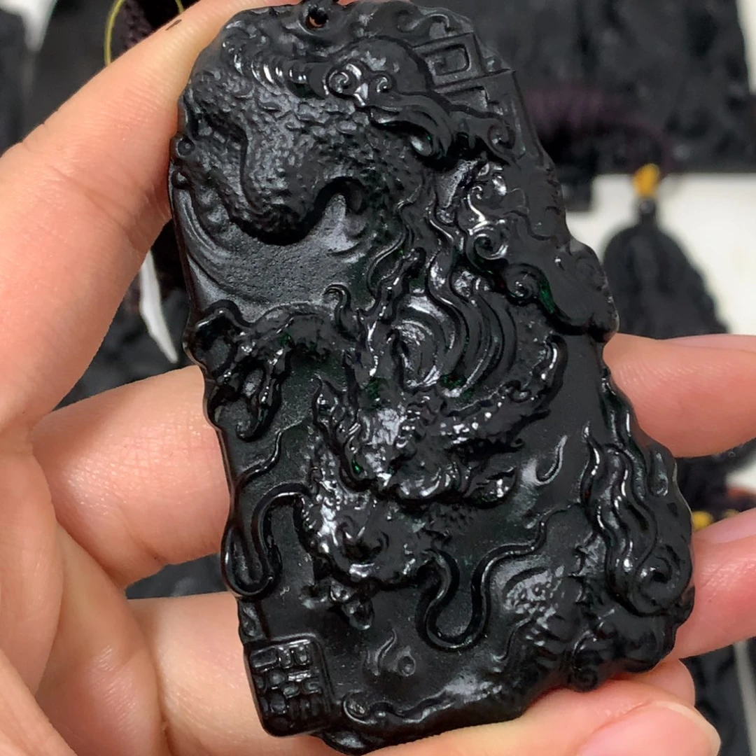 天然缅甸a货钢琴黑挂件