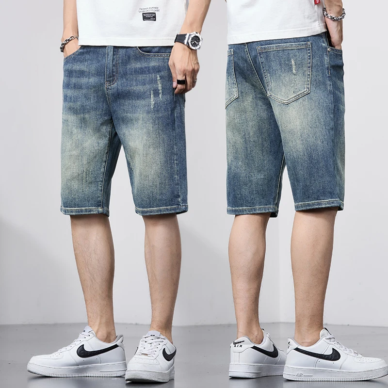 真维斯2025新款秋季牛仔短裤潮流潮牌冰丝厚款运动五分中裤子男士