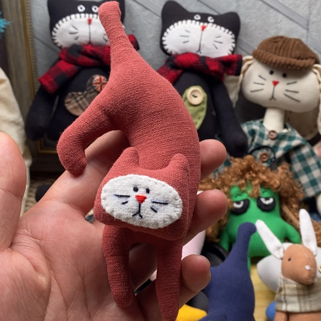 亚麻棉猫咪挂件的