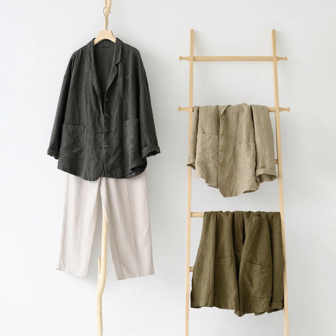 ｜亲切的秋天｜简约9支纯汉麻短外套秋季女长袖三色上衣宽松