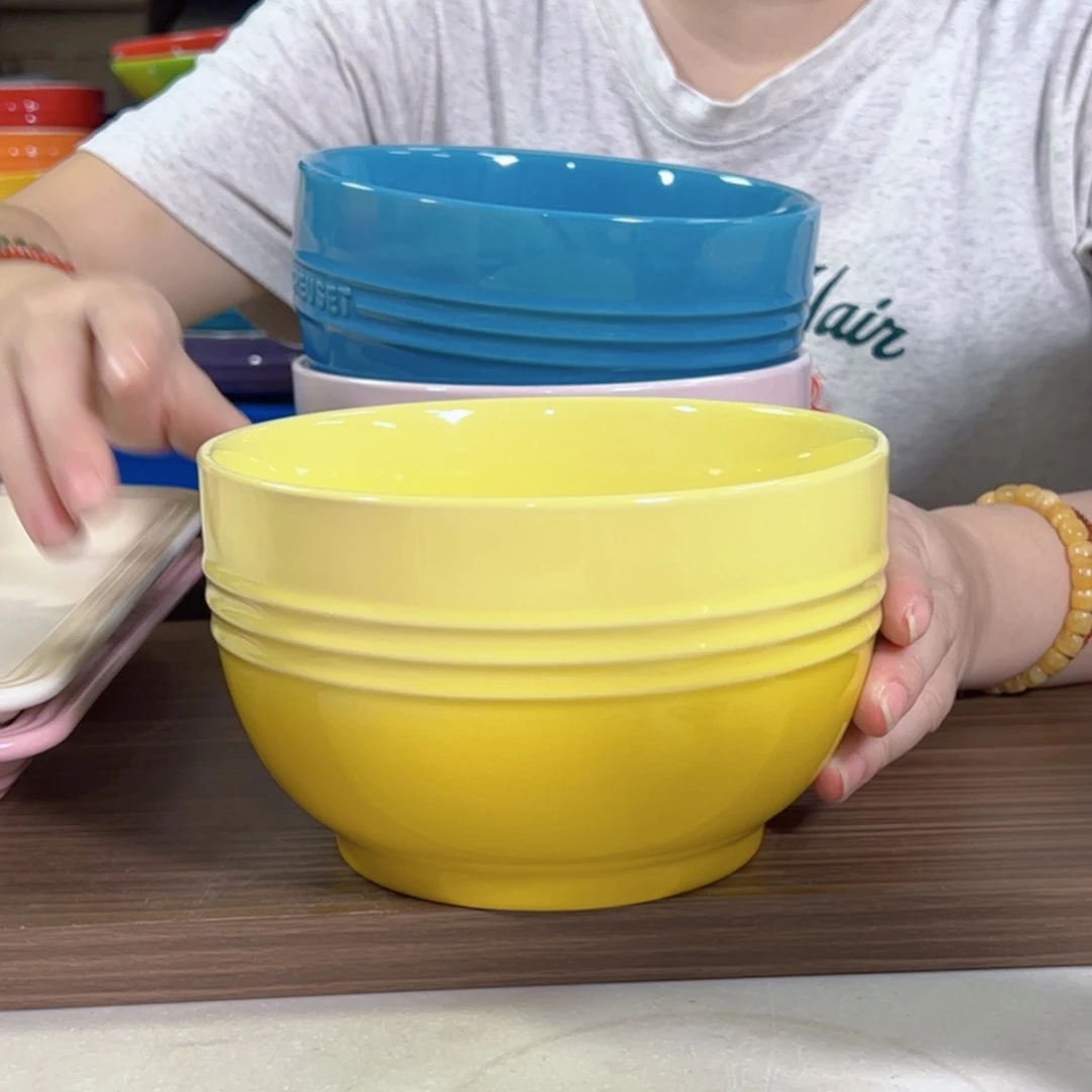 陶瓷轻虹黄色面碗