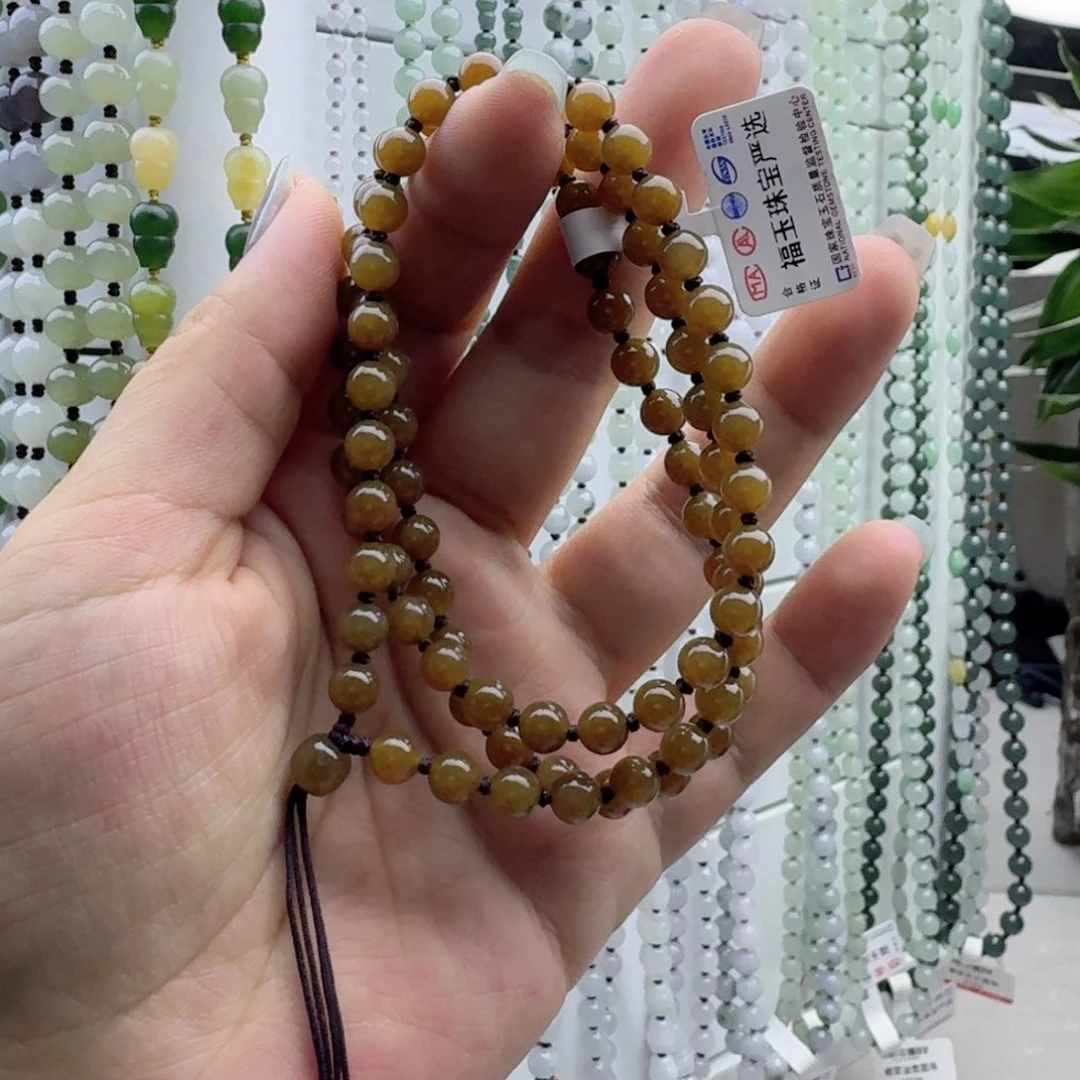 和田玉未镶嵌颈饰珠链6mm