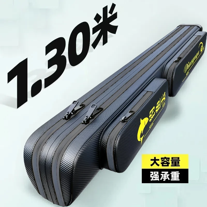 新款硬壳鱼竿包多功能大容量防水单双层1.25、1.3米大肚垂钓鱼包金