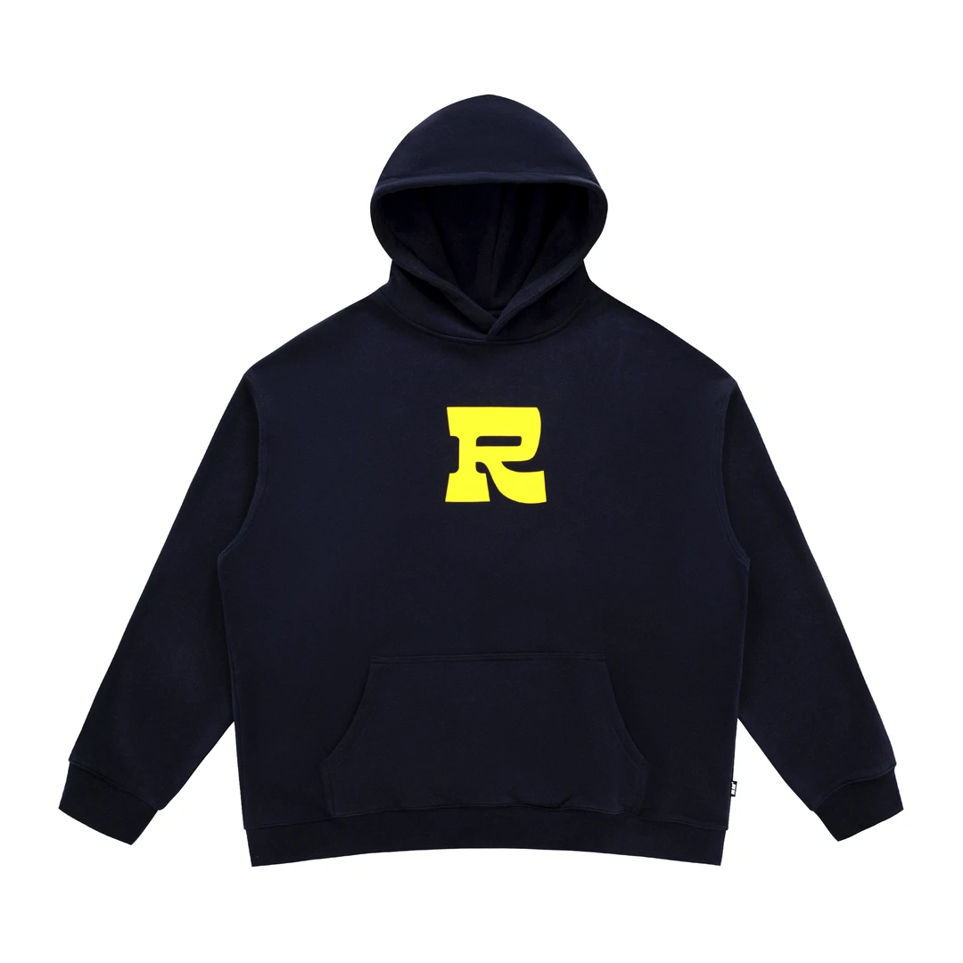 PFR AND秋冬新款R字母印花连帽卫衣基础百搭情侣宽松落肩套头帽衫