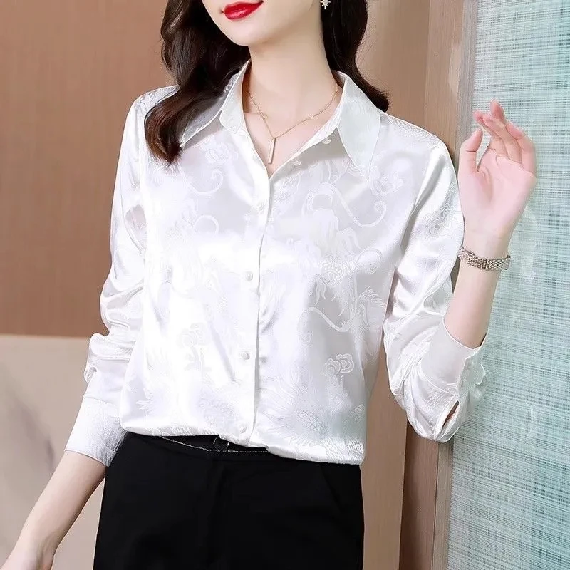 法式高级感缎面衬衫女2025春夏季新款时尚爆款小衫垂感长袖上衣