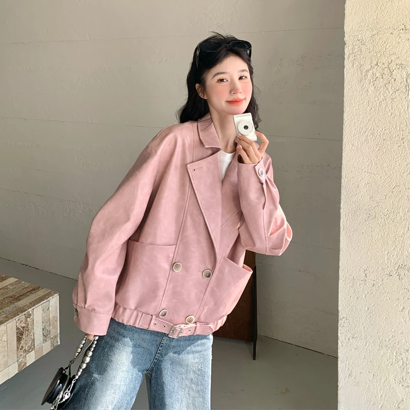 甜酷风皮衣外套女2025春秋新款小众韩系复古氛围感气质显瘦短夹克