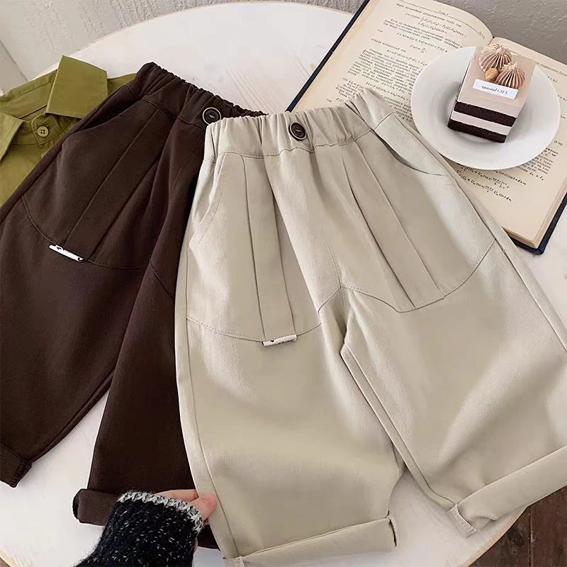 男童休闲裤2025春季新款春秋款休闲长裤帅气透气棉布裤子宝宝春装