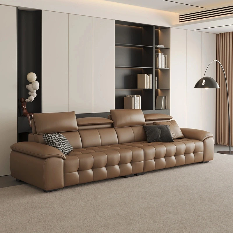 芊雅 新款劳伦斯高靠背真皮沙发客厅头层牛皮简约极简直排沙发