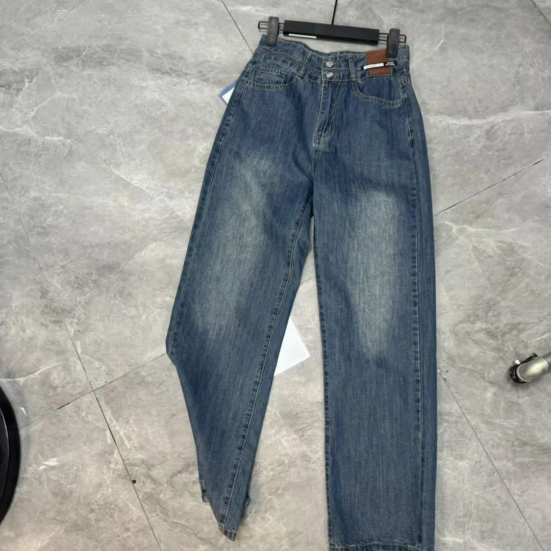 高腰垂感宽松直筒阔腿牛仔裤女显瘦百搭拖地裤