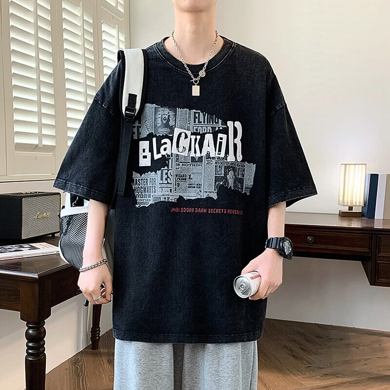 2025新款青少年初高中爆款短袖夏季宽松T恤男潮流短袖港风百搭