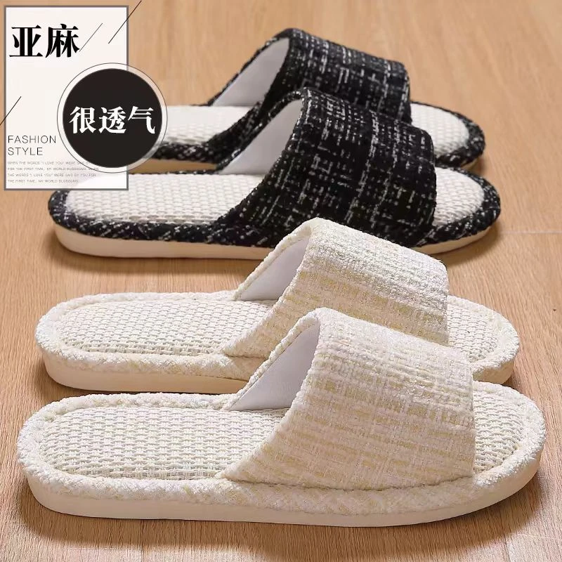 2025新款时尚居家亚麻拖鞋男女透气家居鞋吸汗防滑防臭棉麻拖鞋m