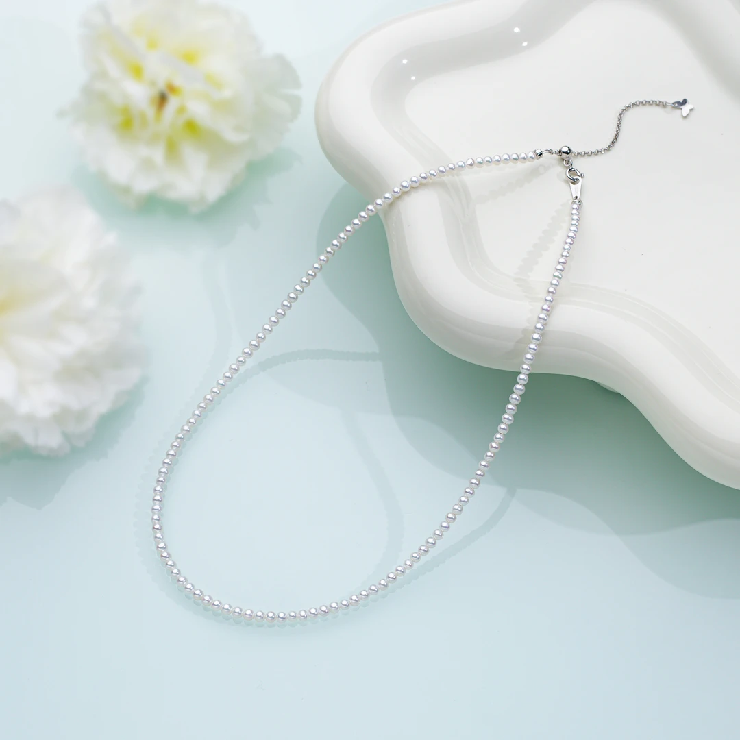 S925银 淡水小baby珠锁骨链百搭经典精致仙女小米珠素款（DXL003）
