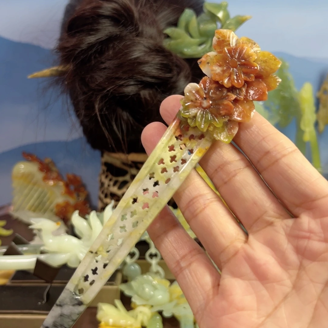 蛇纹石玉发饰合金用****9