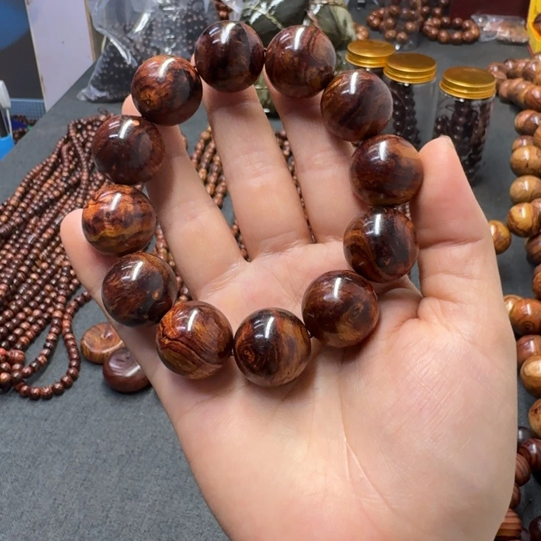 黄花梨/降香黄檀手串/手链2.0炫纹海南黄花梨