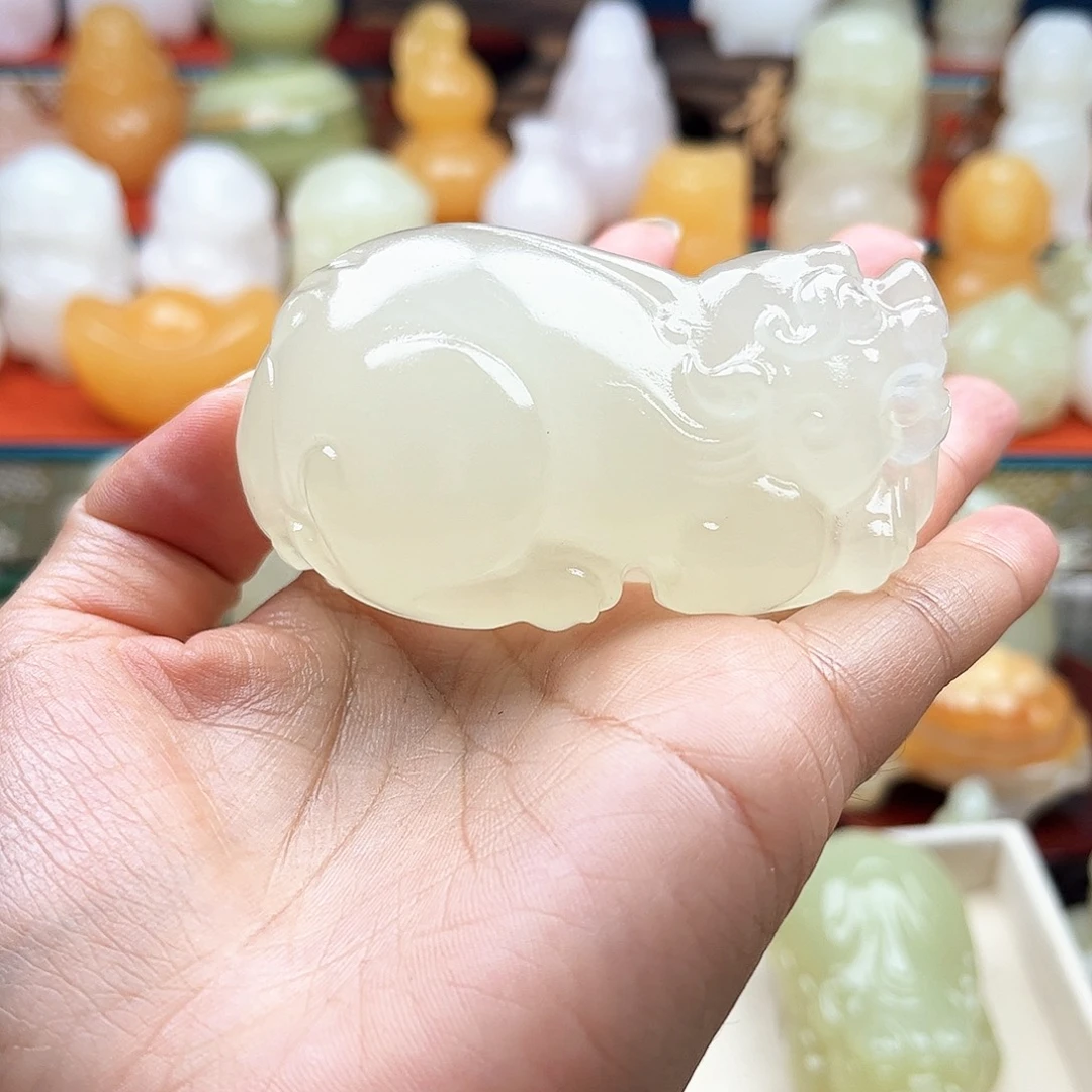 人***梦石材貔貅手吧摆件