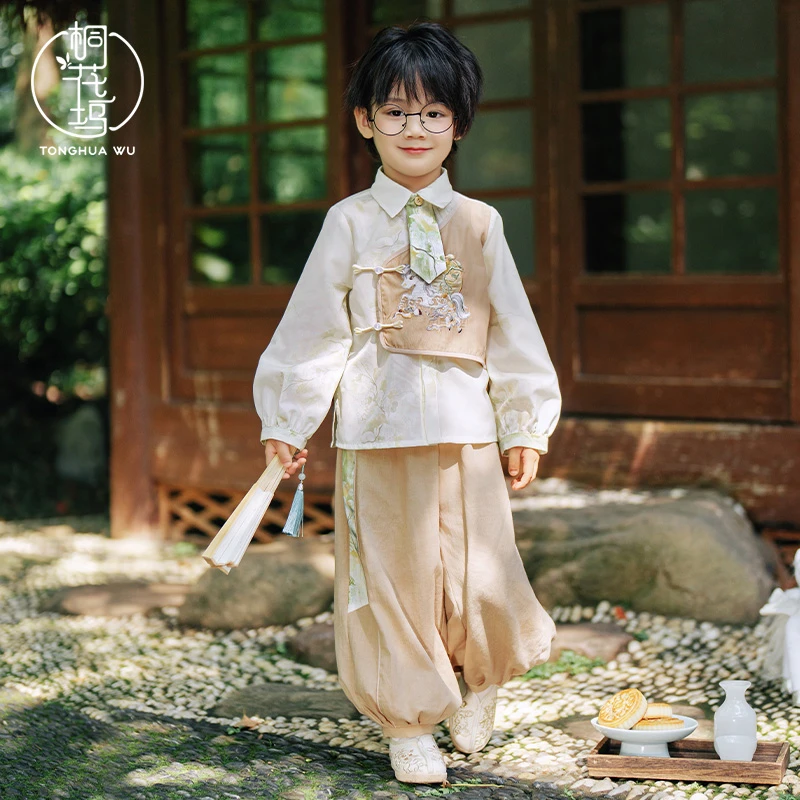 桐花坞【杏运小马】日常汉服男童春秋儿童国风套装男孩新中式唐装