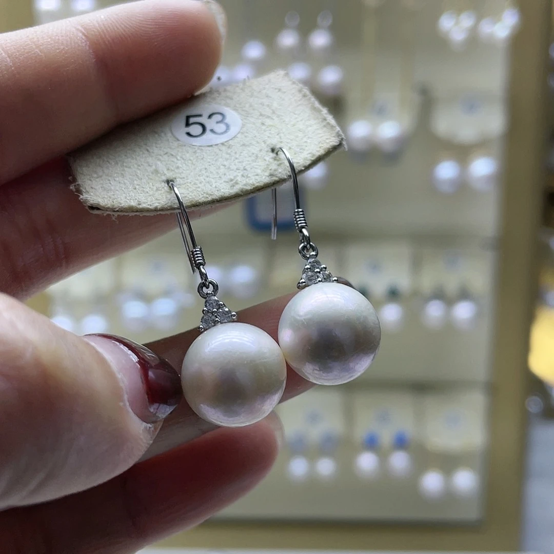 淡水珍珠耳饰银S925镶嵌