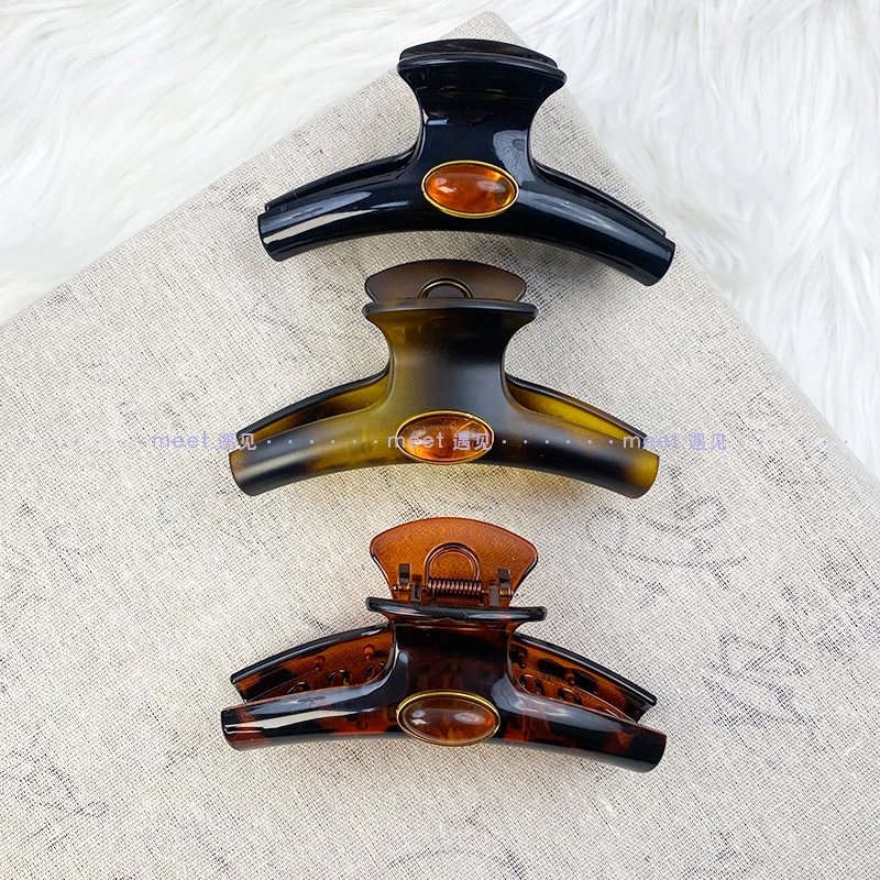 新年高级感高品质复古带宝石发饰气质韩版ins优雅百搭鲨鱼夹抓夹