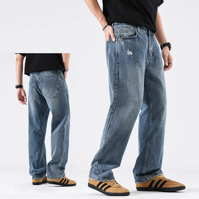 美式直筒男款牛仔裤夏季薄款日系复古水洗裤子宽松垂感休闲长裤男