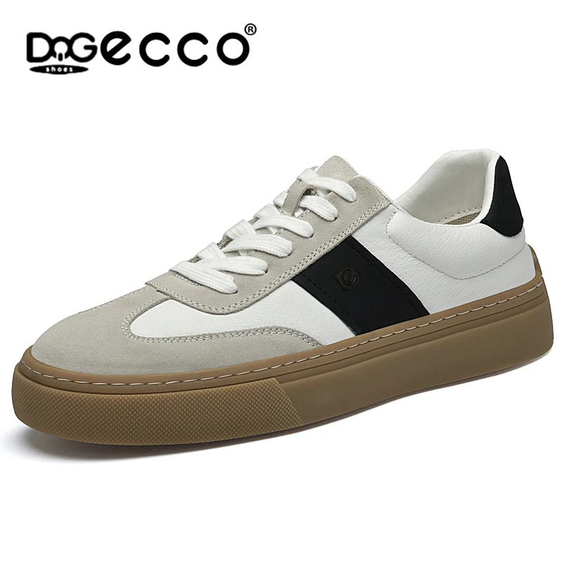 DQGECCO爱步特伦男鞋休闲鞋圆头头层牛皮手工鞋厚底低帮休闲皮鞋
