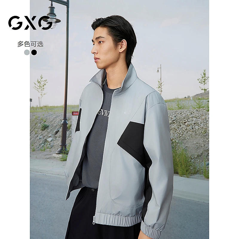 GXG男装户外连帽三防反光华夫格夹克外套25年春秋新品#G25D211016