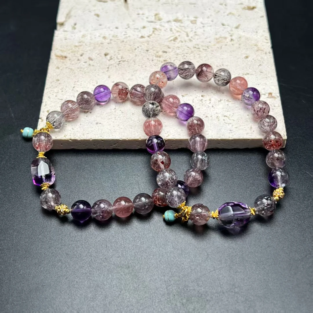 【北野珠宝】天然水晶DIY超七手串B106H-135多样性发一7mm+