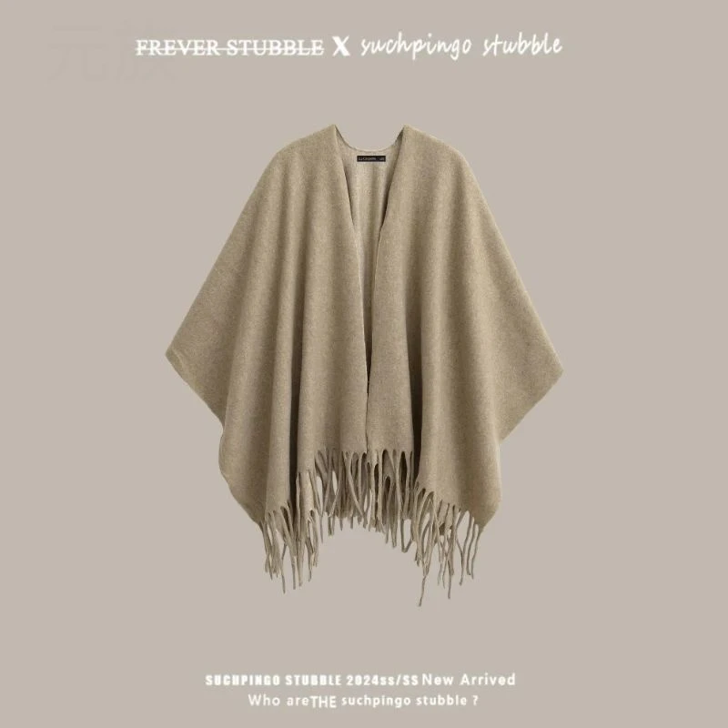 经典复古流苏双面方形纯色通用披肩成人法式秋季透气时尚大气百搭