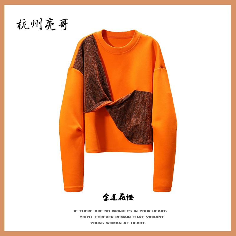 【亮哥欧货女装】2025冬季加厚《橙蝶》爱玛橙蝴蝶结圆领上衣5692-K5