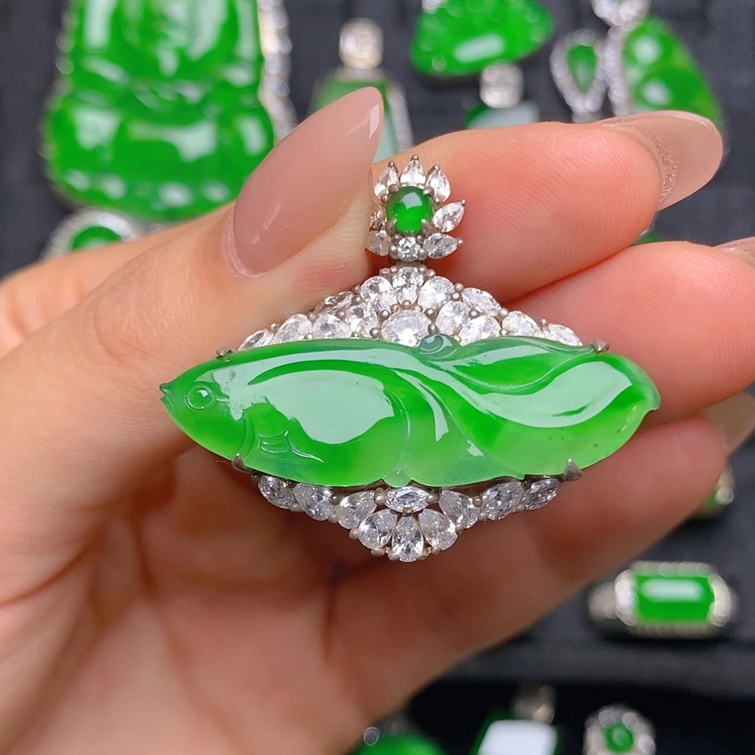 翡翠银S925镶嵌颈饰