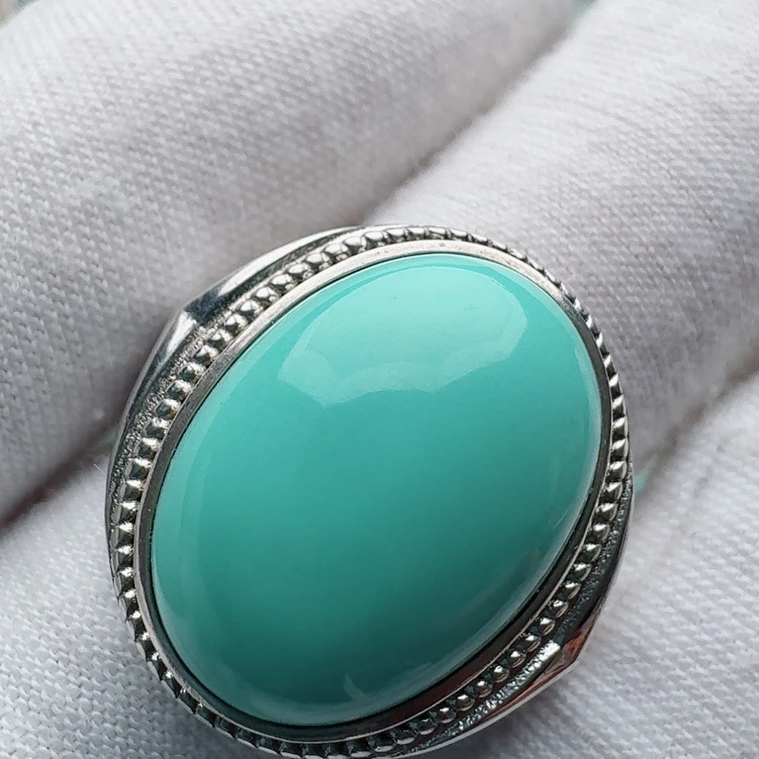 绿松石银S925镶嵌戒指