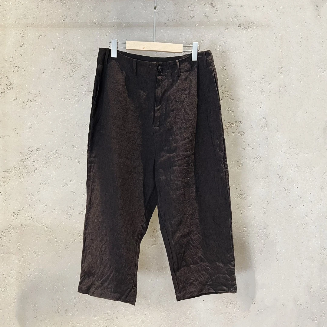 Li Wang/里望设计师款  亚麻复古老钱风宽松阔腿休闲香蕉裤