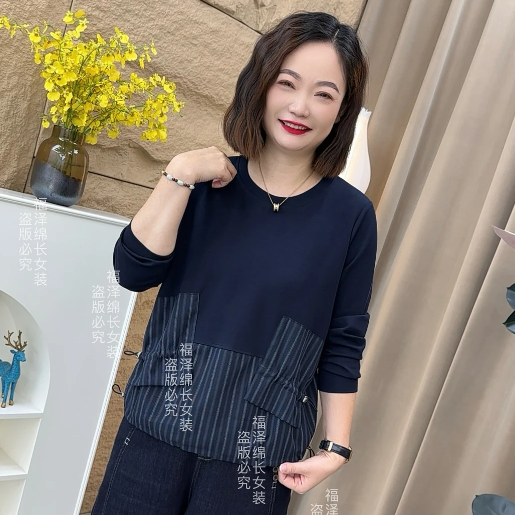 秋季新款爆款时尚洋气百搭宽松显瘦潮流拼接休闲女士卫衣WL2618