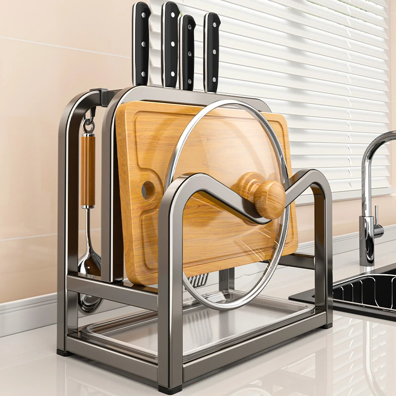 厨房刀架置物架案板收纳架锅盖收纳架菜板刀具置物架台面多功能架