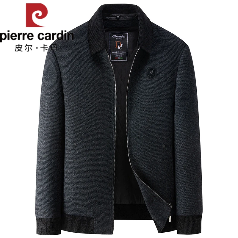 皮尔卡丹秋冬季男士宽松时尚休闲薄款棉服外套加大码商务薄棉夹克