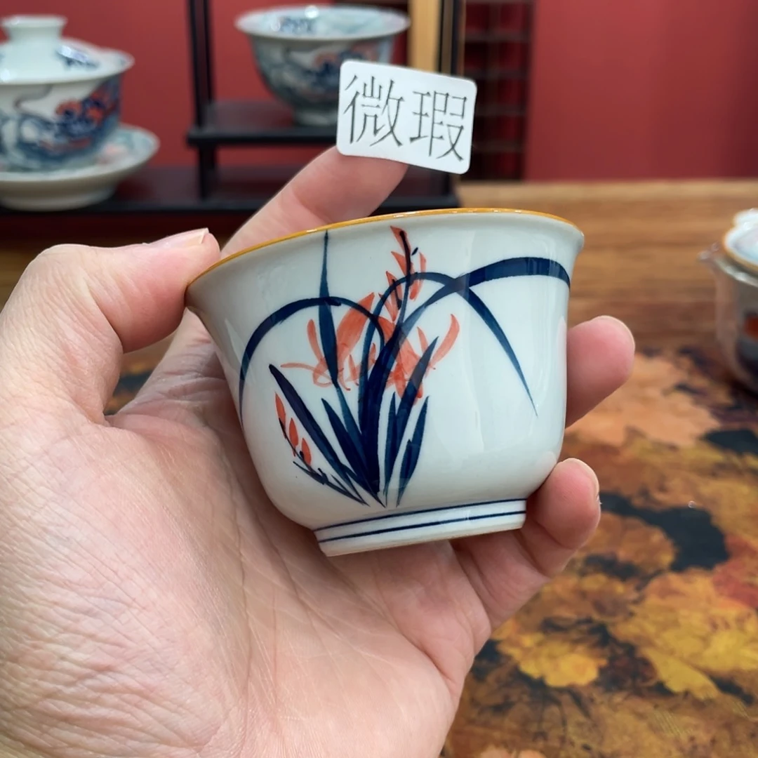 釉下手绘茶具微瑕