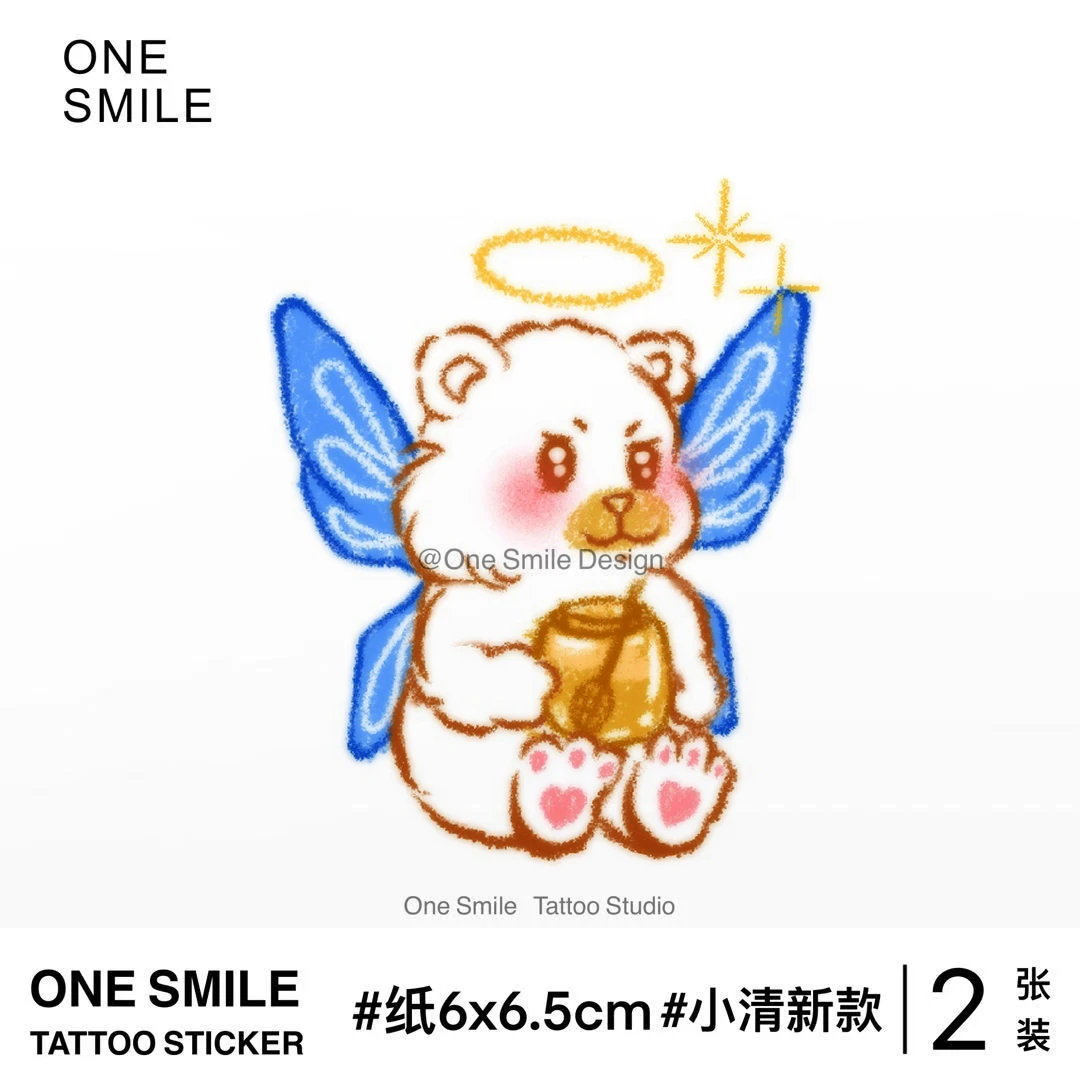 ONESMILE 蜂蜜蝴蝶小熊 卡通学生儿童可爱防水持久小清新纹身贴