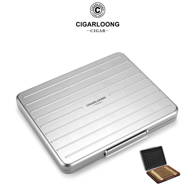 茄龙便携包大容量轻薄铝制海绵防震保湿密封出行雪茄盒CA-25CN