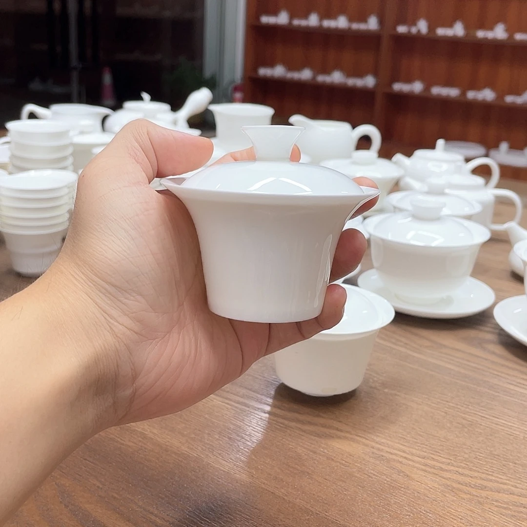 杯平底马蹄盖碗不带底碟