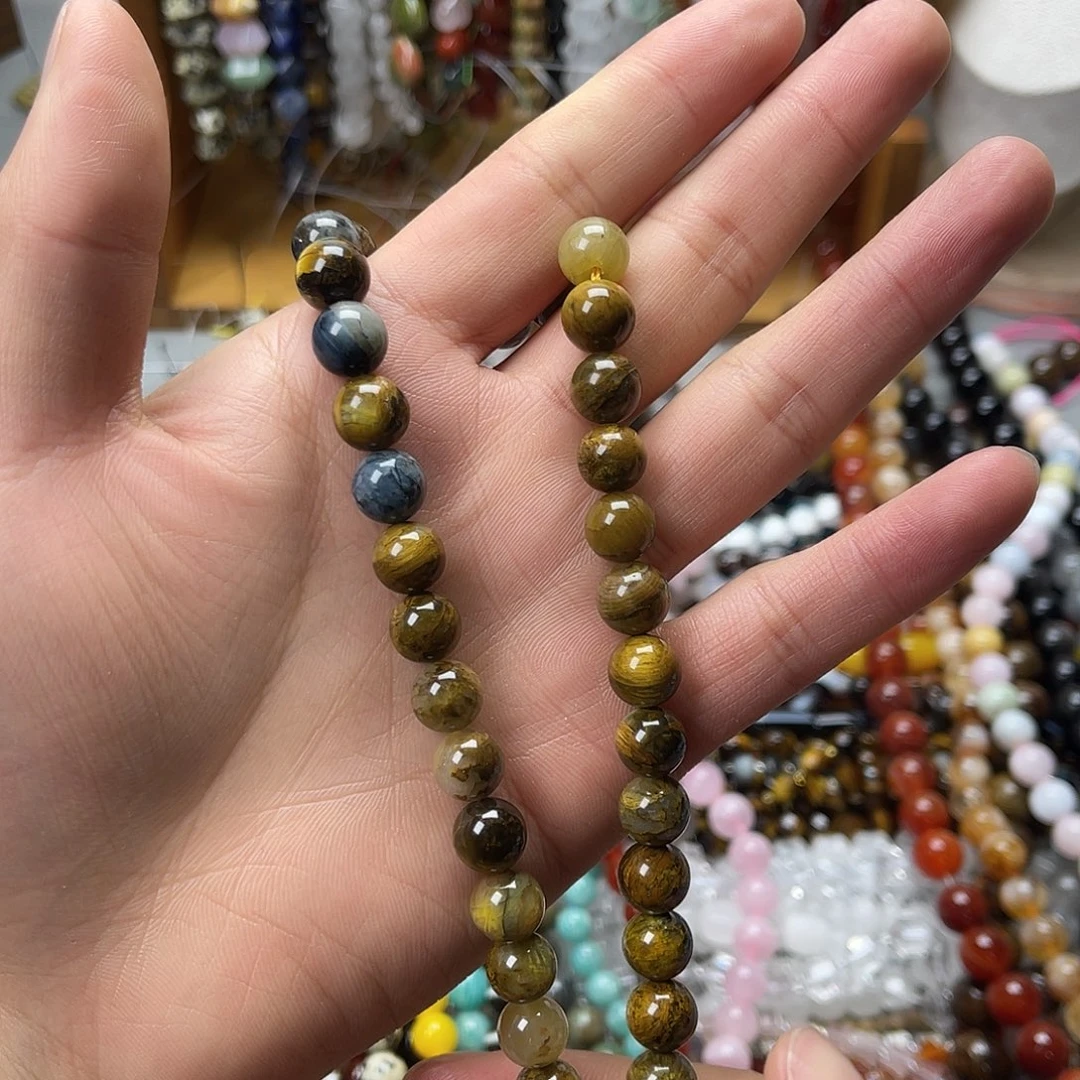 玛瑙/玉髓未镶嵌珠宝半成品卡10黄彼得圆珠一条