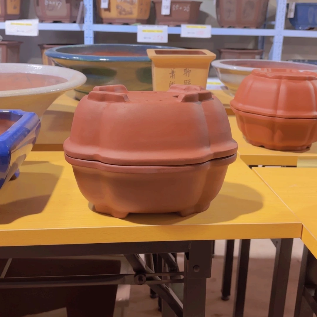 紫砂红色海棠小号一对