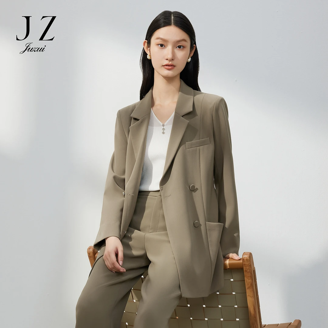 【丽公主专属】JZ玖姿JTDC40103西装领外套女开衩纯色西装